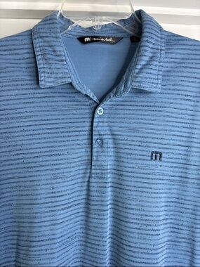 Travis Mathew Light Blue Striped Polo large